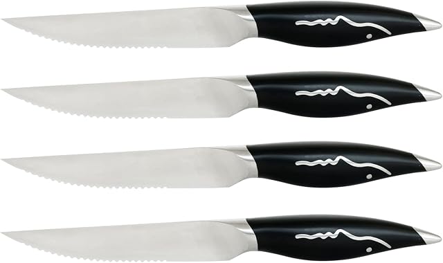 Knifesharks Premium Steak Knife 4-Piece Set | Serrated Forged Fine Steak Knife Set, Razor Sharp
