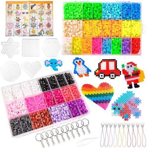 Cuentas Para Planchar, 8200/5mm Abalorio, Con Placas, Plantillas Y Accesorios En Caja Clasificadora, 26 Colores Para Actividades Creativas Y Manualidades Infantiles