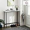 HOMCOM Tavolo Consolle Moderno da Ingresso con Piano Effetto Marmo e Piedini Regolabili, Tavolo da Ingresso in Truciolato e Metallo, 75x24x76 cm, Bianco e Nero #1