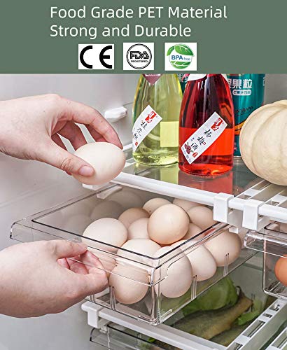 Yekoumax Fridge Drawer Organizer, Refrigerator Organizer Bins, Pull Out With Handle, Fridge Shelf Holder Storage Box, Clear Container For Food,Drinks,Fit For Fridge Shelf Under 0.6" (1 Pack Medium) #TOP3