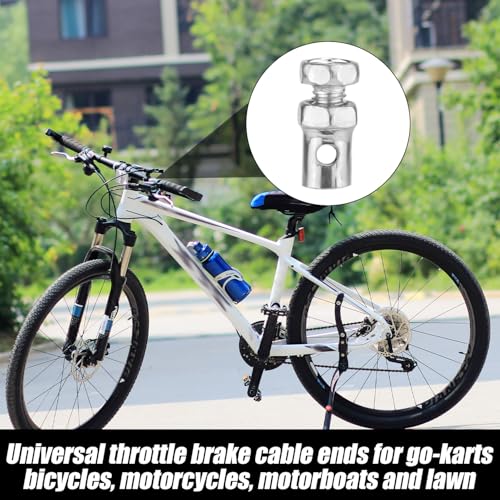 Image of NQEUEPN 30pcs Universal 1 /8 inch Throttle Brake Cable Ends, Silver Metal | Go Kart Throttle Cable Stops Locks Bicycle Brake Cables Crimp Ends for Bike Motorcycles Scooters Lawn Mowers Tractors