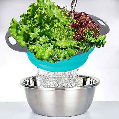 Collapsible Colander, Colander Strainer with Handles Set for Draining Pasta Vegetable Fruit etc