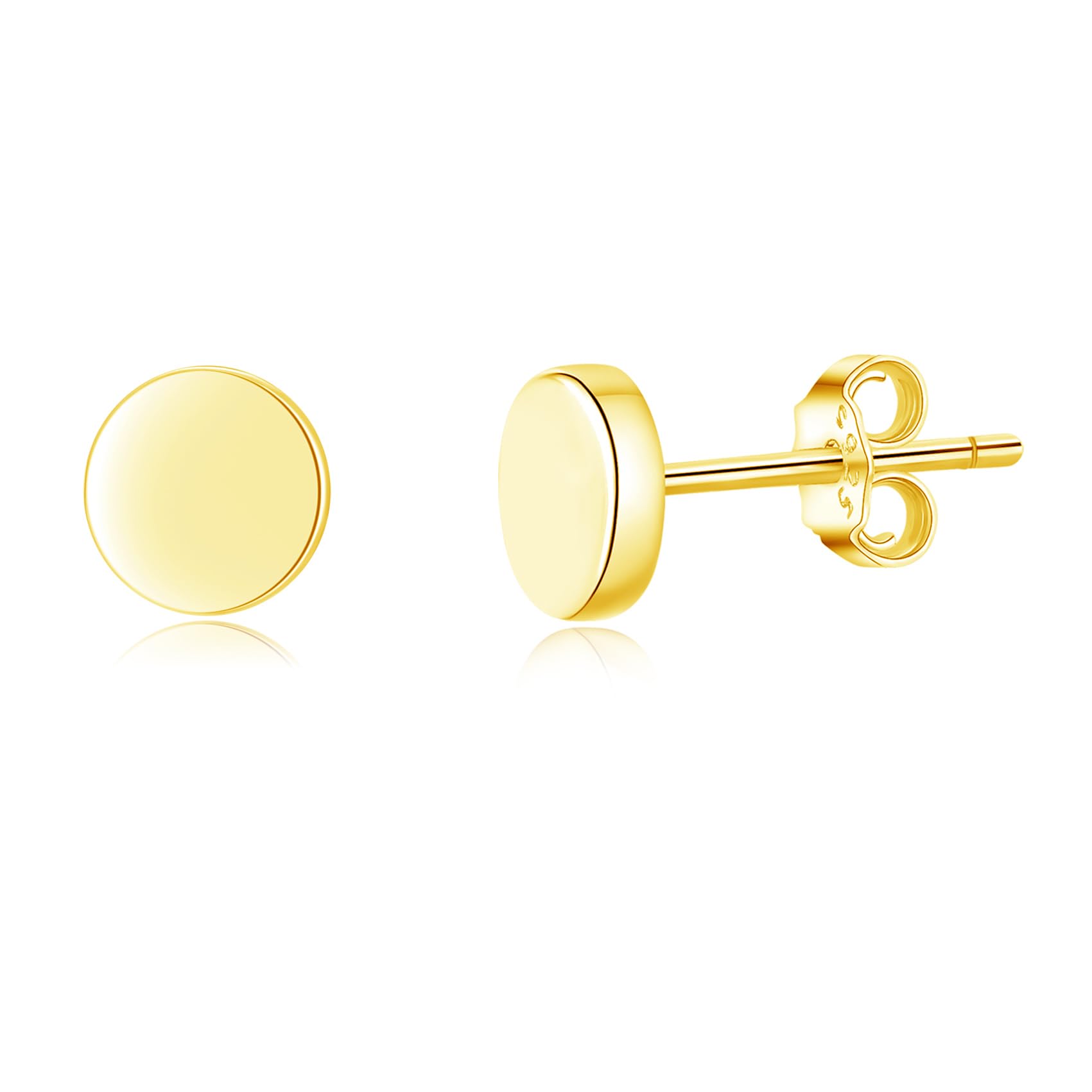 Loutade Damen Silber Ohrstecker, 925 Sterling Silber Flache Ohrstecker für Mädchen Kinder, Hypoallergen 6mm Kleine Ohrringe Stecker, Unisex Ziemliche Knorpel Schlafen Ohrringe Ohrschmuck