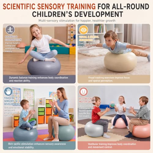 Image of Lewtemi 8 Pcs Flexible Seating for Classroom Elementary,20'' | Inflated Wobble Chair for Sensory Kids Large Yoga Ball Chairs Donut Ball Seats with Inflator for Classroom Office School