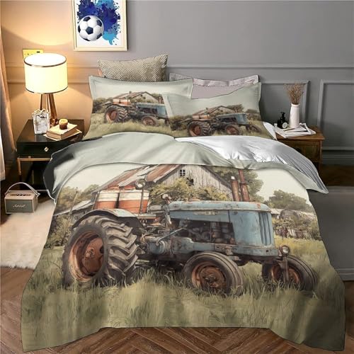 Parure de lit fermeture éclair résistante tracteur 3D