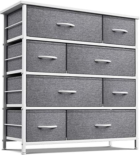 Sorbus Dresser for Bedroom with 8 Drawers - Tall Chest Storage Tower Unit, for Closet, Hallway, Nursery, Entryway Organization - Steel Frame, Wood Top (White)