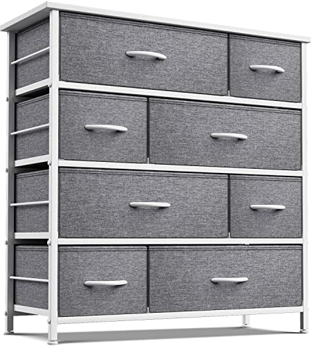 Image of Sorbus Dresser for Bedroom with 8 Drawers - Tall Chest Storage Tower Unit, for Closet, Hallway, Nursery, Entryway Organization - Steel Frame, Wood Top (White)