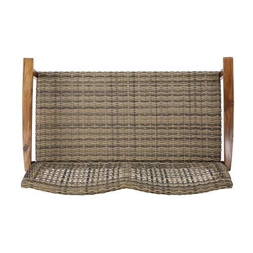 Gdfstudio 307800 Outdoor Wood And Wicker Loveseat thumb #3