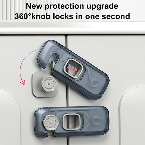 5 Pack Child Proof Refrigerator Lock, Fridge, Cabinets, Freezer Door Lock Apply to Max 1\"(25mm) Sealing Strip for Toddlers and Kids, No Tools Need or Drill - Clear Updated