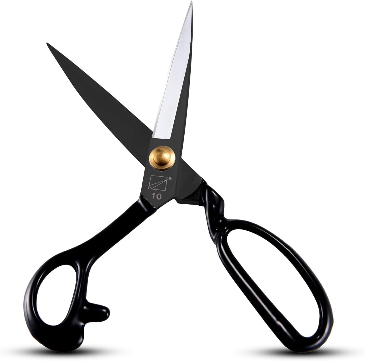 Left-Handed Sewing Fabric Scissors, 10 Inch Dressmaking Taior's Shears-Electroplated Finishing High Carbon Steel Scissors for Crafting, Tailoring, Leather-Cutting(Thread Cutter INCL) (Black)