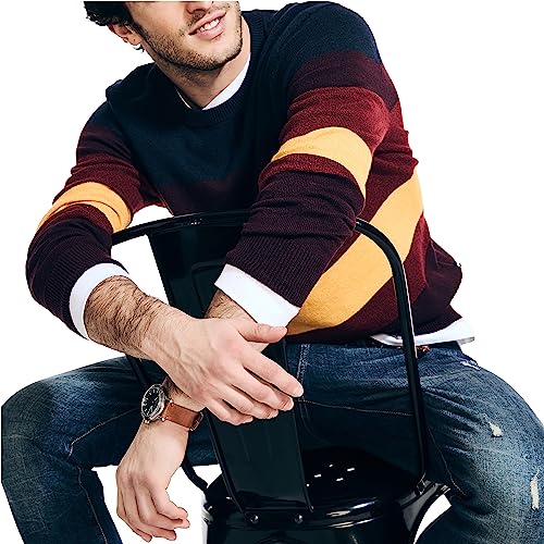 Nautica mens Nautica Sustainably Crafted Striped Textured Crewneck Sweater4