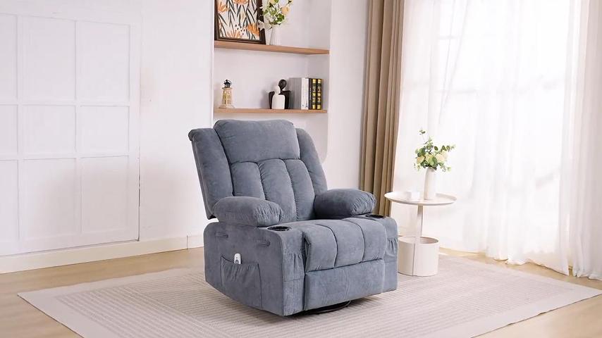 Sillón Plegable Relajante Azul con Masaje miniatura 7