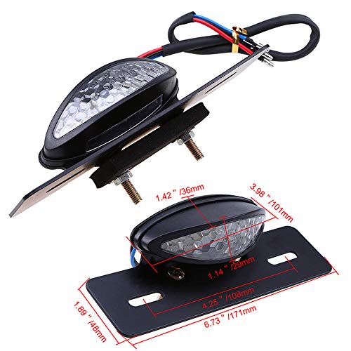 YIBO Motorcycle Tail Lights License Plate Bracket for Cafe Racer Brake Taillight Side Mount (Transparent)