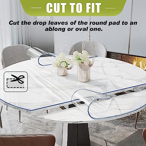 Ostepdecor Clear Round Table Protector 52 Inches 1.5Mm Thick Round Clear Table Cover Protector, Round Plastic Table Protector For Dining Room Table, Waterproof Pvc Circle Table Pad #TOP4
