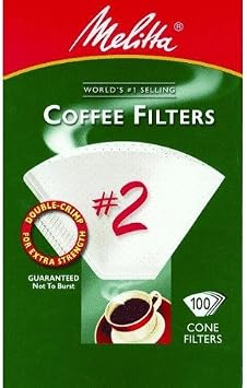 Melitta 622712 #2 White Cone Coffee Filters, 100 Count