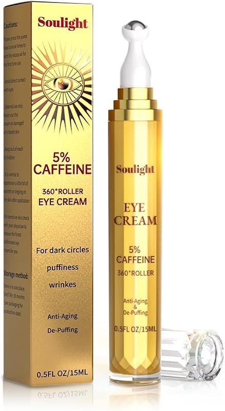 Sérum para a região dos olhos Soulight com 5% de cafeína e retinol, 15 mL