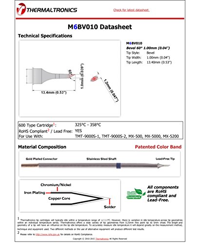 Image of Thermaltronics M6BV010 Bevel 60deg 1.00mm (0.04in)
