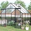 6×8 ft greenhouse for outdoorspolycarbonate greenhouse with two sliding door adjustable roof ventaluminum large walk in greenhouse for outside garden backyardblack  urban country home decor