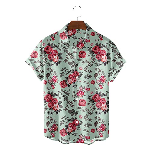 Chemise hawaïenne d'été pour hommes H3TF5J chemise de plage bouton décontracté vert clair