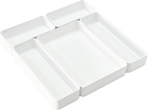 Miniatura 1 de Juego de organizadores de cajones de plástico, bandejas organizadoras de cajones de tocador de baño, compartimentos de almacenamiento versátiles