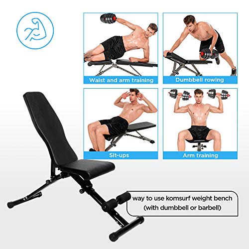 Adjustable Workout Bench, Utility Weight Bench for Home Gym Incline Decline Bench for Full Body Workout 1000lbs (Upgraded Version)