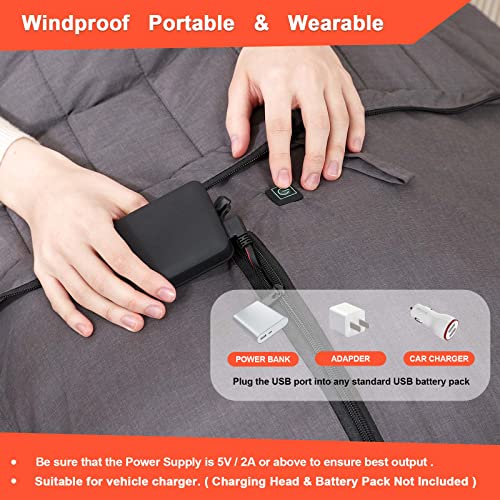 Mi Ya Mi Lai Usb Heated Blanket Portable Outdoor,Battery Heated Blanket,3 Levels Portable Heated Blanket For Outdoors,Battery Powered Heated Blanket For Camping,58” X 38” (Battery Pack Not Included) #TOP3