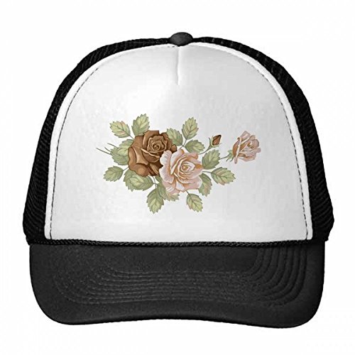 Chapeau de maille pour randonnée et sorties d'été à motif floral rose