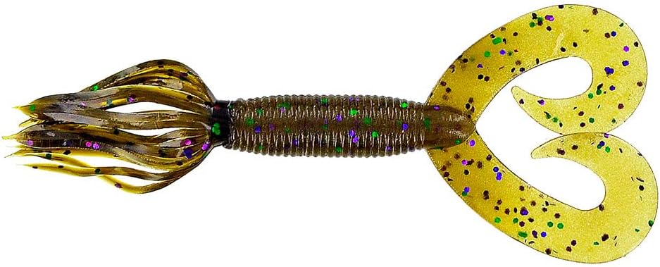 Yamamoto 5" Double Tail Hula Grub - Realistic Easy-to-Use Soft Plastic Fishing Lure Bait with Free-Flowing Skirt - 10 Pack