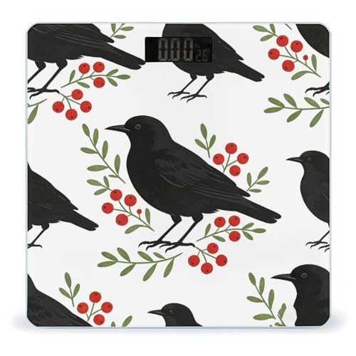Báscula digital de baño con diseño Black Bird y vidrio templado miniatura 1