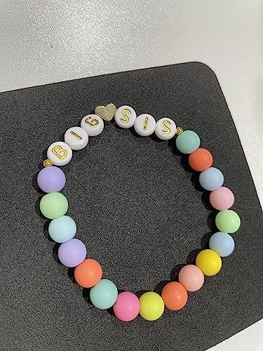 Image of COLORFUL BLING Big Sister Beaded Bracelet Big Sis Announcement Stretch Bracelet
