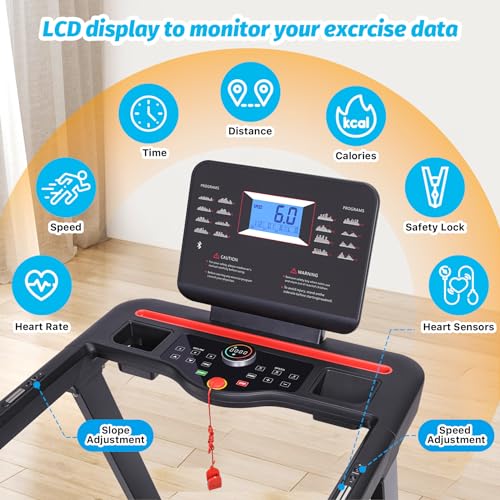 image for GarveeLife Foldable Treadmill with Incline, Heart Rate Monitor, 3.5HP 