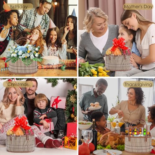 Image of TXMLXY 4 Set Baskets for Gifts Empty, Sturdy Woven Bamboo Gift Basket Kit for Baby Shower, Birthday Party and Housewarming, Includes Gift Bags and Gift Cards.