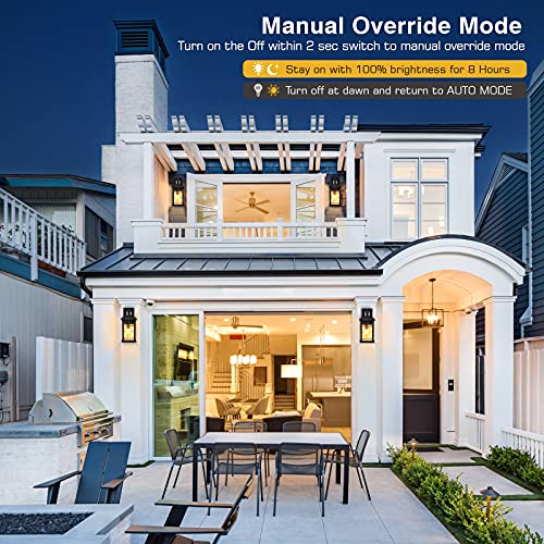 Motion Sensor Outdoor Lights Wall Mount, Dusk To Dawn Exterior Light Fixture ,100% Anti-Rust Aluminum Waterproof Porch Light Outside Wall Lights For House, Black Wall Sconce Lanterns With Water Glass #TOP2