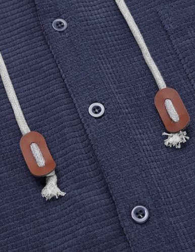 ELESOL Men's Long Sleeve Button Down Casual Stylish Hooded Shacket Jacket with Pocket Corduroy Shirt Jackets3