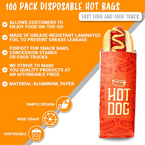 C&S Event Supply Co. Printed Foil Hot Dog Sleeves - 9'' Hot Dog Wrappers - Grease Resistance Food Bags To Keep Food Hot And Non-Messy - Disposable Hot Bags For Fast Food And Food Truck (50, Printed) #TOP2