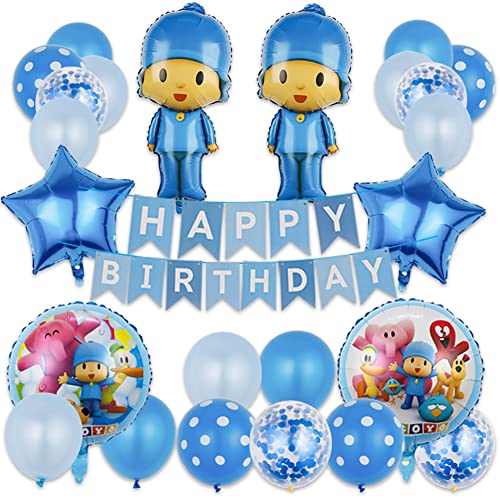Ksopsdey Pocoyo Globos de Cumpleaños Pocoyo Decoración de la Fiesta de Cumpleaños Infantil Pocoyo Suministros de Fiesta Globos Pocoyo Cumpleaños Decoracion para Cumpleaños Pancarta, Globos