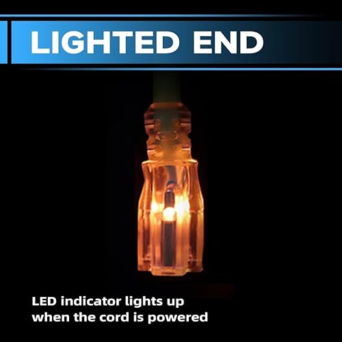 Miniatura 12 de Cable de extensión iluminado para exteriores de 50 pies - Cable de extensión amarillo resistente SJTW 10/3 con enchufe de conexión a tierra de 3