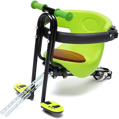 MONIPA Asiento de bicicleta portátil para niños, silla de sillín suave con pedal de pie, soporte de seguridad montado en la parte delantera para
