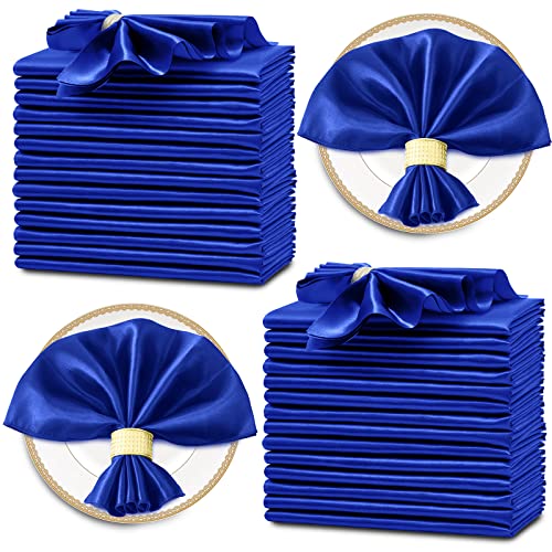 Horbaunal 30 Pack Royal Blue Satin Napkins 17 x 17 Inch, Square Soft Table Dinner Napkins, Silky Cloth Napkins Table Decoration for Weddings Banquets Parties by Horbaunal - Used condition - US$15.07