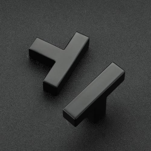 Image of Ravinte 20 Pack Kitchen Matte Black Cabinet Handles Single Hole Center Stainless Steel Square Cabinet Pulls for Dresser Drawer Cupboard Handles with Screwdriver