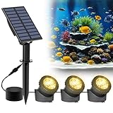 NATPOW Solar Pond Lights Underwater Light Outdoor Warm White, Dusk-to-Dawn Pond Light 2-in-1 Landscape Spotlights IP65 Waterproof Auto ON/Off Outdoor Garden Lights for Pool Yard Driveway Patio(3000K)