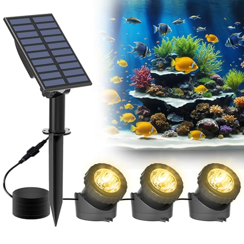 NATPOW Solar Pond Lights Underwater Light Outdoor Warm White, Dusk-to-Dawn