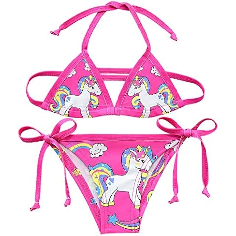 Unicorn Girls Kids Two Pieces Colorful Bikini Set Swimsuit Bathing Suit Swimwear (style6, 100(3-4years)) Cover
