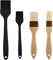 Qoaimu 4-Pack Pastry Basting Brushes: Silicone & Boar Bristle, Beech Handles for Baking, Grilling, BBQ Sauce - 4 Sizes