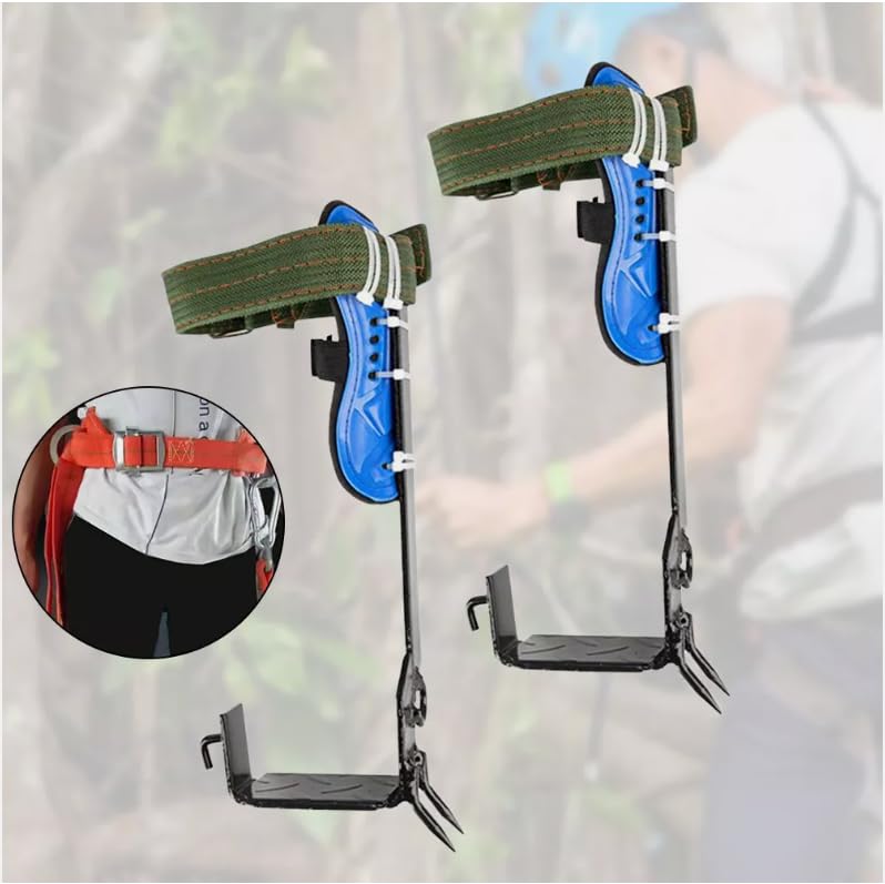 RibasuBB Tree Climbing Spikes Kit, Tree Climbing Gear Arborist, Adjustable Tree Climbing Gear Pole Climbing Spurs Tool with Harness Belt for Climbers, Logging, Hunting Observation, Fruit Picking