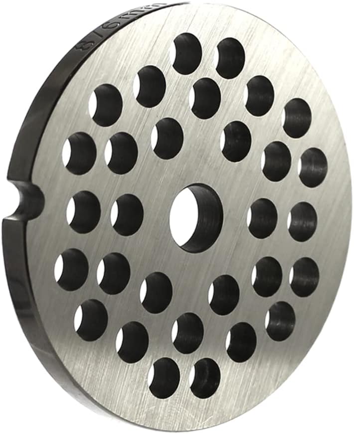 Grinder Plate for #8 Grinders, Fits Most #8 Size Grinders, with 1/4" Holes, Ideal for Regular Chili, Ground Meat, Beef, or Mix of Meats, Reversible, Stainless Steel