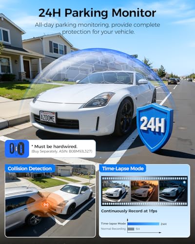 Image of AZDOME M350 4 Channel 360 Full View Dash Cam Front 2.5K,1080P Rear Left Right Camera for Cars, IR Night Vision Built-in GPS with Find My Voice Control, 5G WiFi,Supercapacitor,24 /7 Recording,