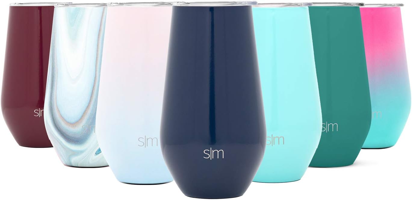 Simple Modern Spirit 16oz Wine Tumbler with Lid - Vacuum Insulated Coffee Mug Stemless Cup 18/8 Stainless Steel -Deep Ocean