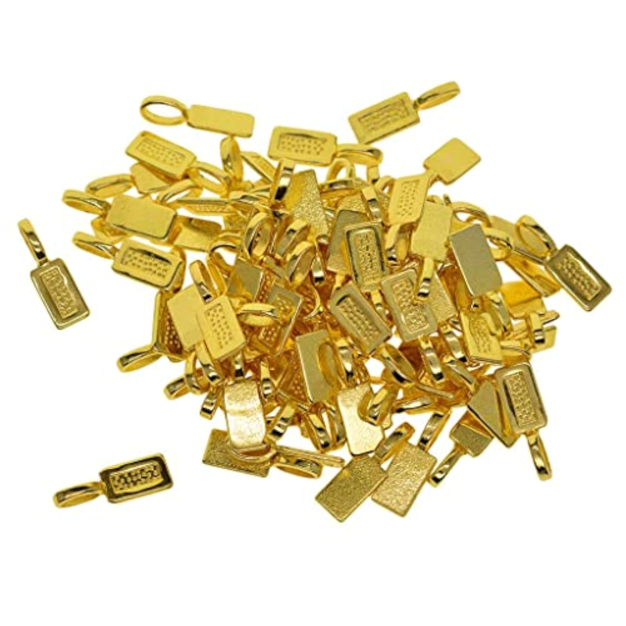 50 Pieces Blank Rectangle Bezel Glue On Bails