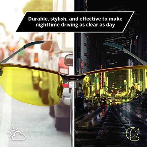 Kiks Products Night Driving Glasses For Men, Polarized Night Vision Glasses For Men, Risk-Reducing Anti-Glare Glasses With Uv400 Polarized Lens Sport Frame With Microfiber Storage Bag #TOP3